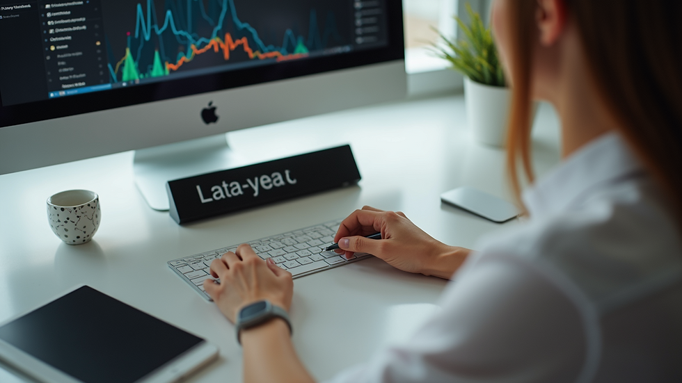 High angle view of a modern workspace with a digital device