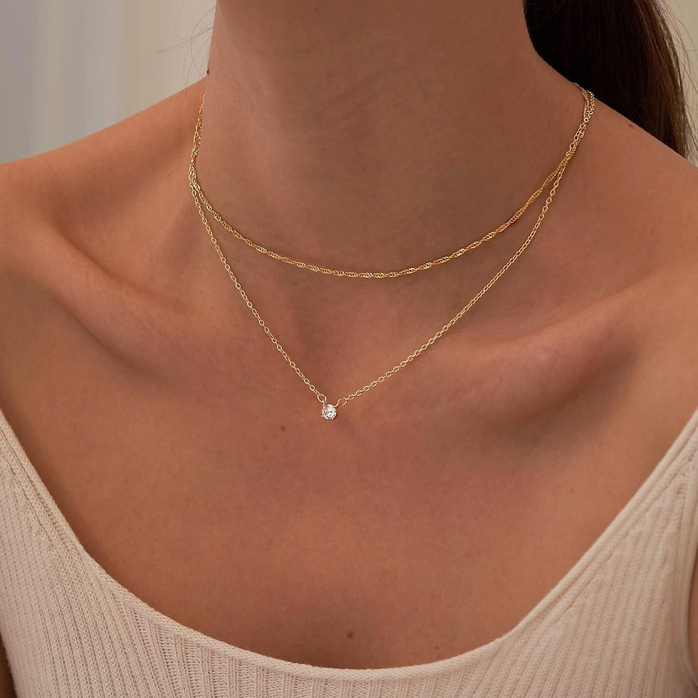 Thumbnail: Diamond Necklaces for Women K Gold/Sterling Silver Choker Necklace Simple Gold P