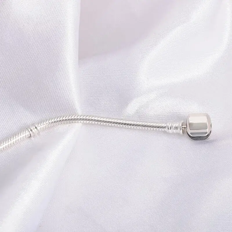 Thumbnail: Handmade Original Fine Jewelry 925 Silver Charm Bracelet Soft Smooth Snake Bone 