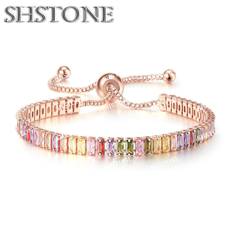 Thumbnail: Noble 925 Sterling Silver Bracelet Chain Luxury Color Crystal Hand Jewelry For W