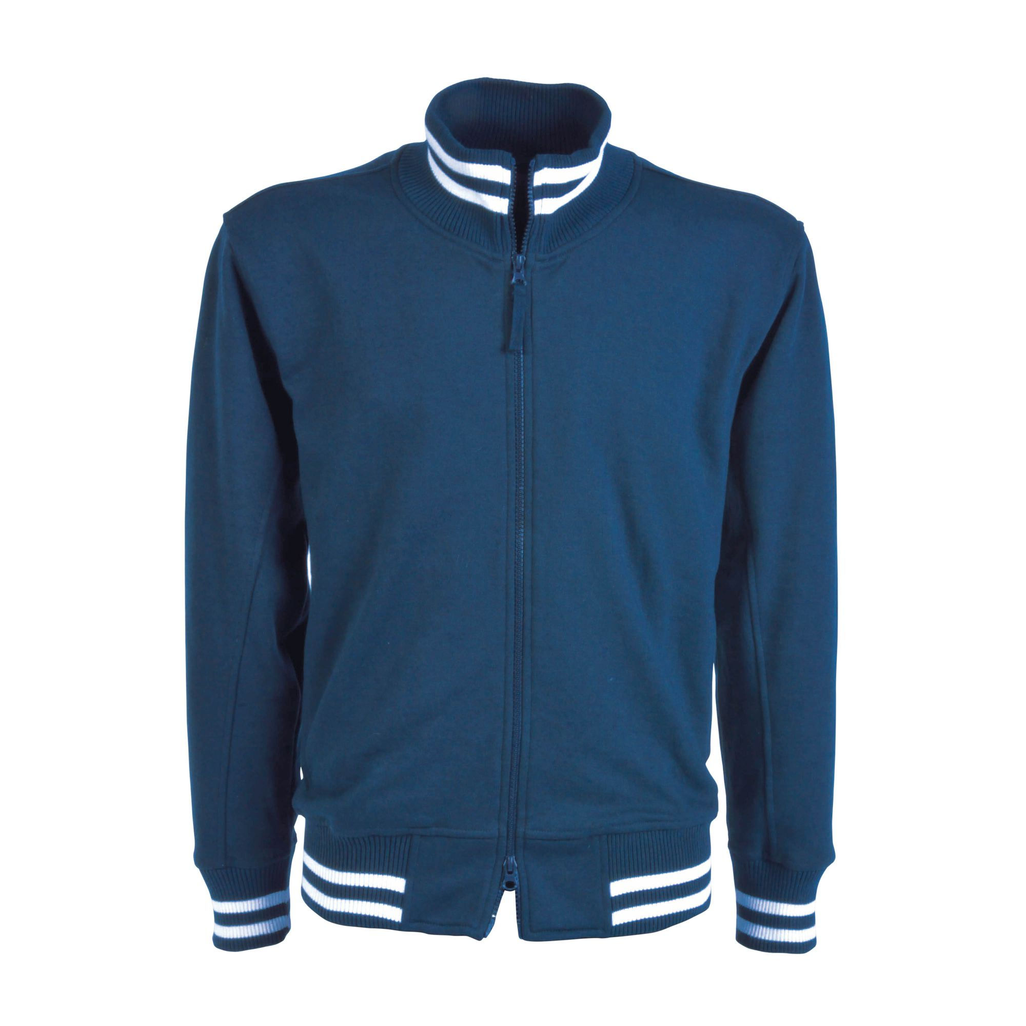 Felpa con zip lunga e righe di contrasto