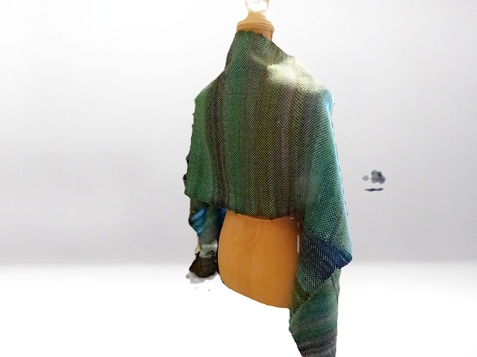 Thumbnail: Handwoven multi turquoise reading shawls