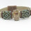 Thumbnail: Leather-suede flat tan bracelet with hand beaded brown-light blue sleeves