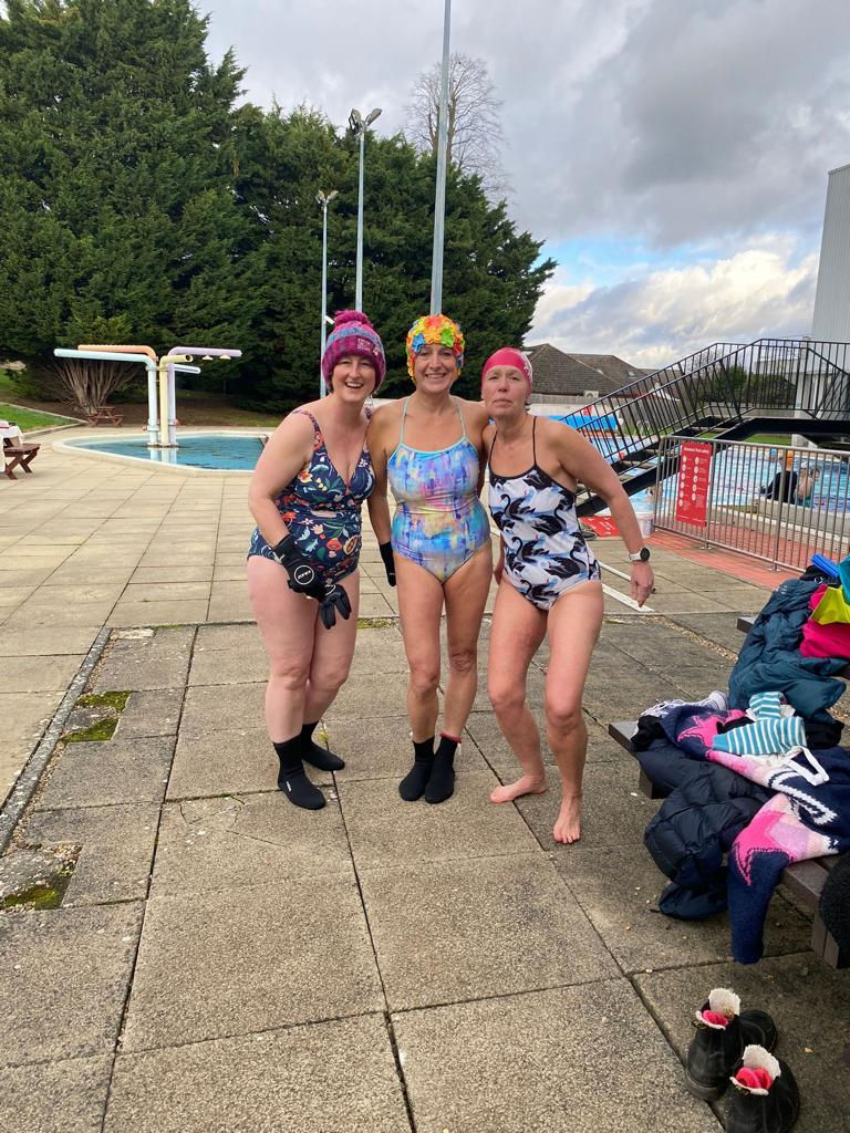 Ladies enjoying cold water swimming in hemel