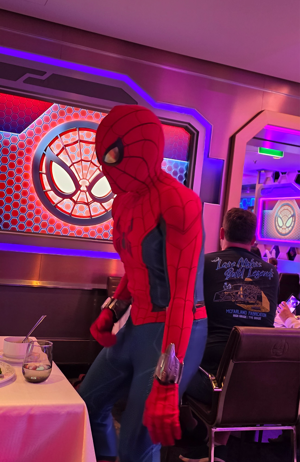 Spider-Man at Marvel
Spider-Man walking the tables at World of Marvel on the Disney Wish