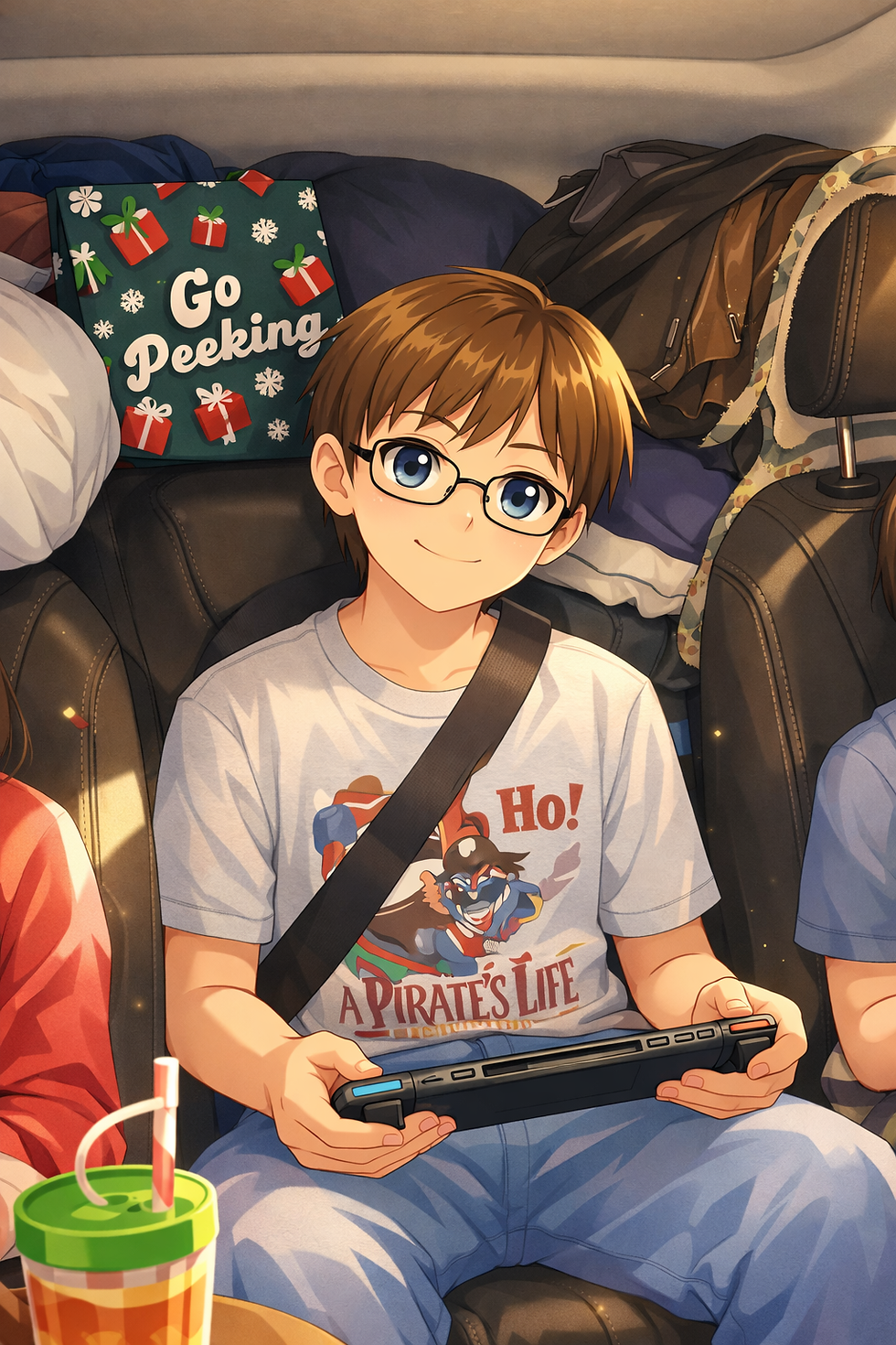 Big brother with his switch in a car