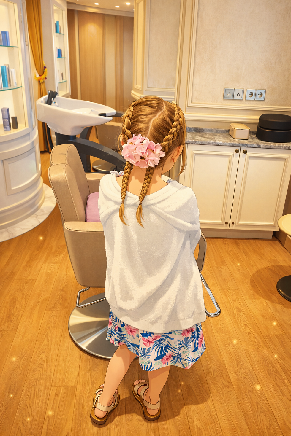 Girl showing off her braided hair at unTangled Salon.