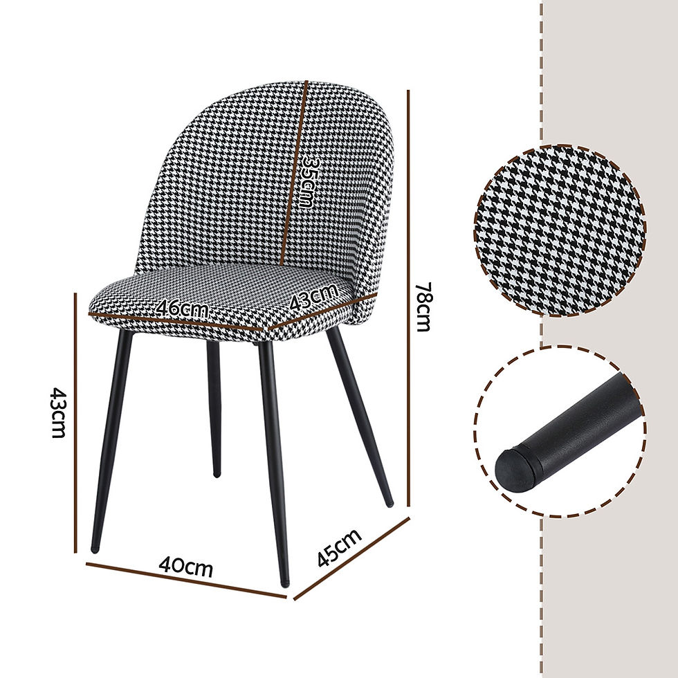 Thumbnail: Dining Chairs Set of 4 Linen Solid Curved Houndstooth