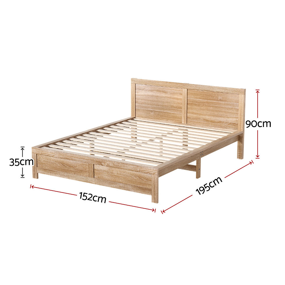 Thumbnail: Bed Frame Wooden Acacia Wood OATMEAL