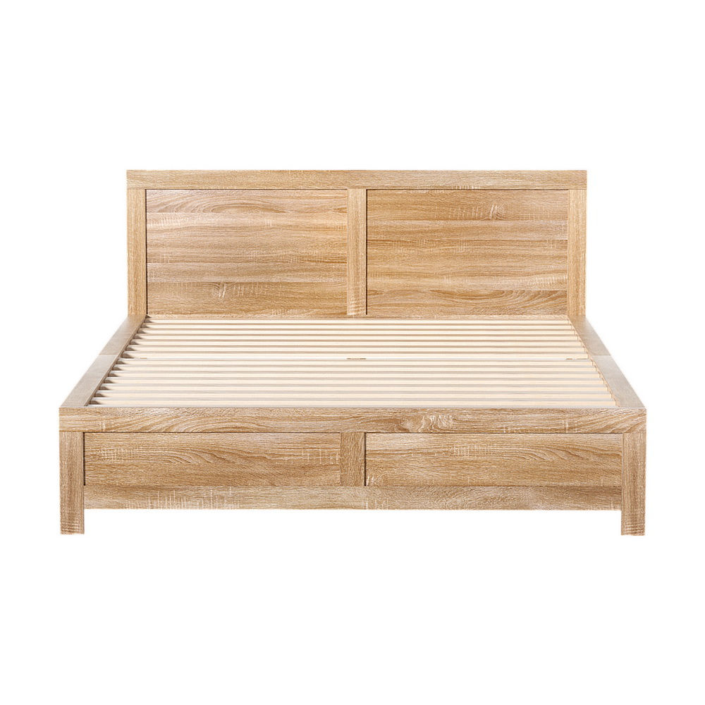 Bed Frame Wooden Acacia Wood OATMEAL