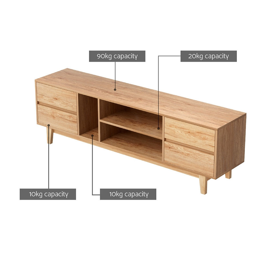 Thumbnail: Entertainment Unit Stand TV Cabinet Storage Drawer Shelf 180cm Wooden