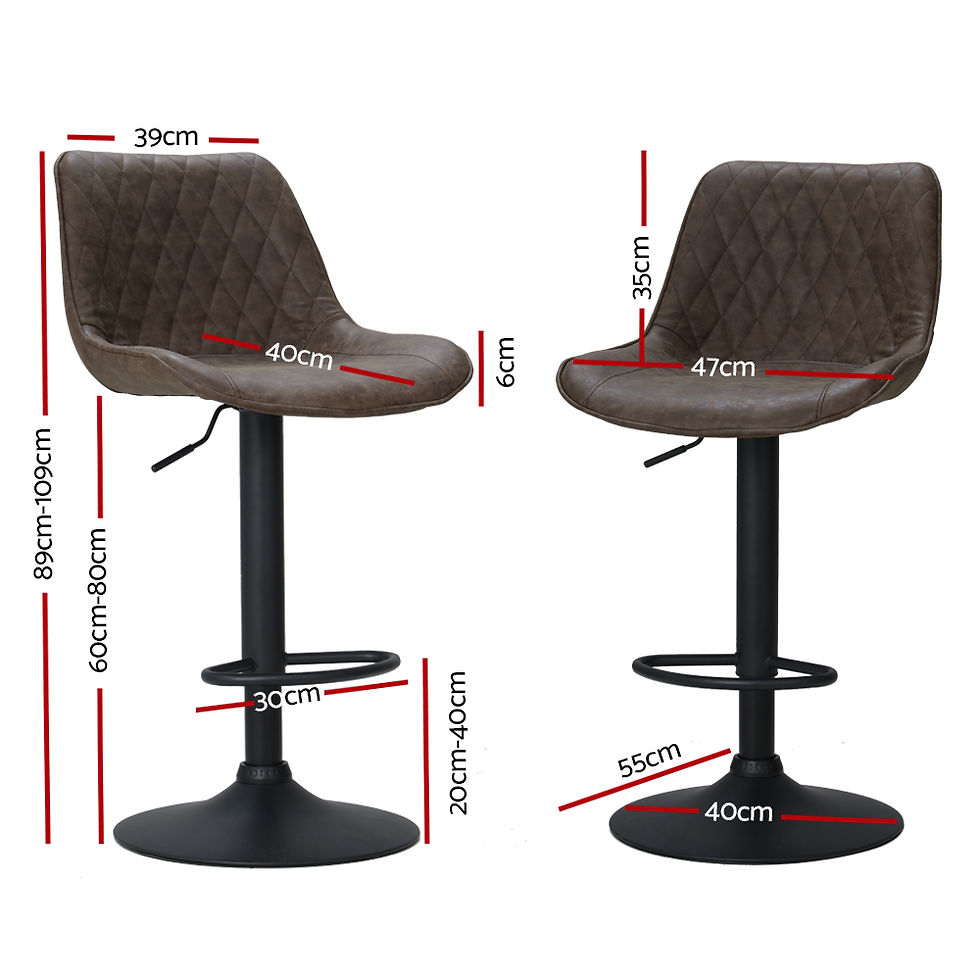 Thumbnail: 2x Bar Stools Gas Lift Vintage Leather Brown