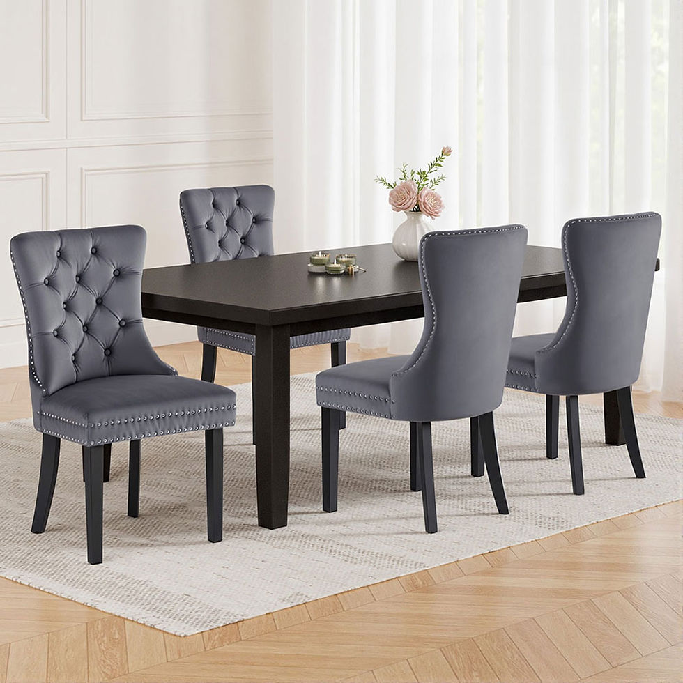 Thumbnail: Set of 4 Dining Chairs Grey Velvet