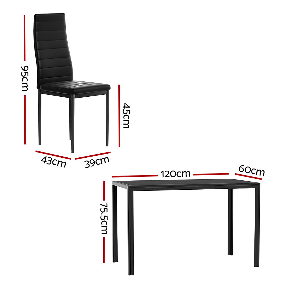 Thumbnail: Dining Chairs and Table Set Of 7 Black