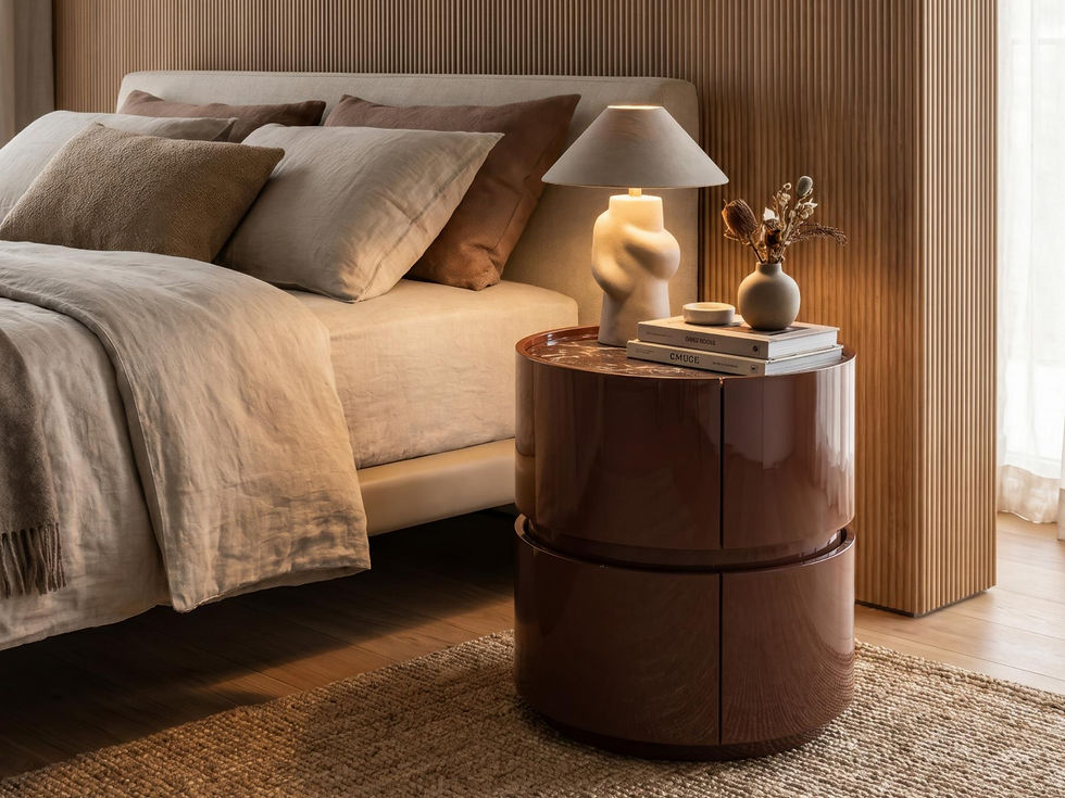 Thumbnail: Pizzaro Bedside Table Rosso Levanto Marble/Deep Wine