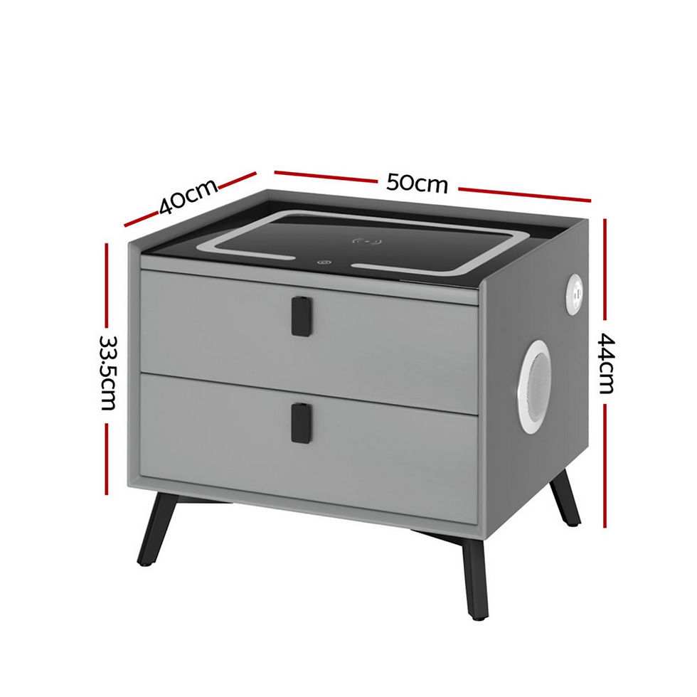 Thumbnail: Smart Bedside Table with Wireless Charging - AIKA Grey