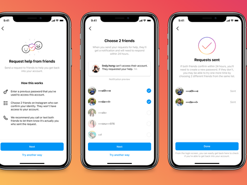 Instagram está testando um formato de recuperação de contas por meio da ajuda de amigos