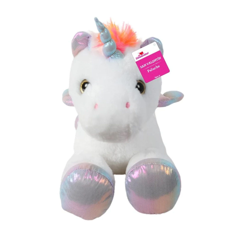 Peluche Unicornio Way to Celebrate Acostado Blanco 50 cm