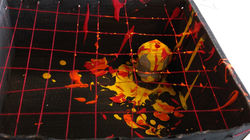 Cardboard, thread, paint and clay