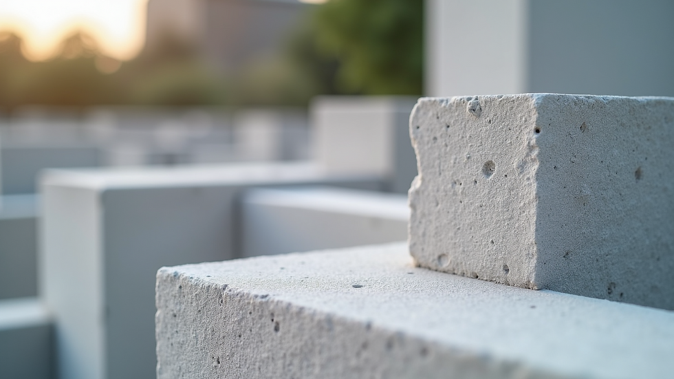 Close-up view of a modern construction project featuring lightweight siporex blocks.