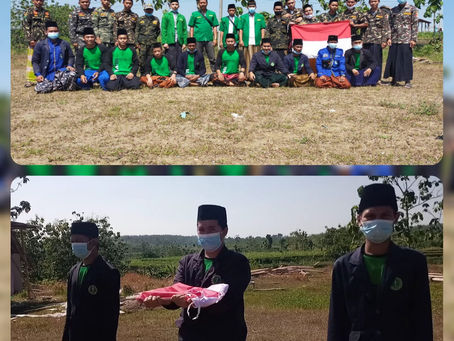 Banser Bersama Mahasiswa Institut Agama Islam Al Hikmah Mengadakan Upacara Bendera