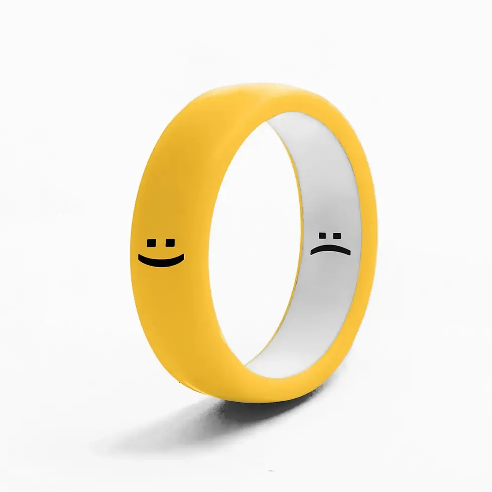 Sunshine and Powder reversible smile and frown silicone Flip Ring for expressing your mood