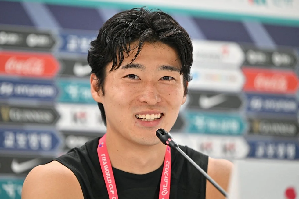 Cho Gue-Sung, jugador de Corea del Sur, durante una rueda de prensa después del entrenamiento.