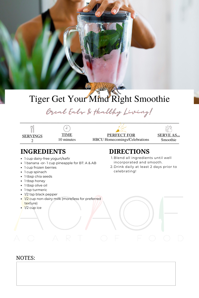 Tiger Get Your Mind Right Smoothie recipe card