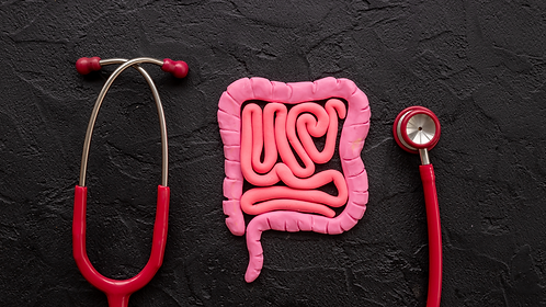 Digestive tract surrounded by a stethoscope