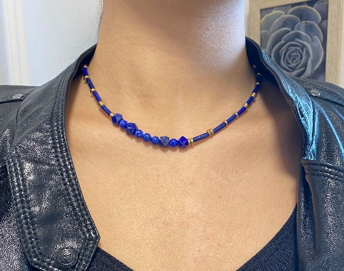 Thumbnail: Octagon Lapis Lazuli Necklace & Bracelet