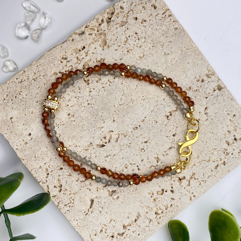 Orange Garnet & Labradorite Bracelet