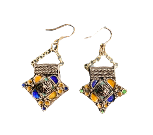 Morocco Berber Enamel Cross Earrings