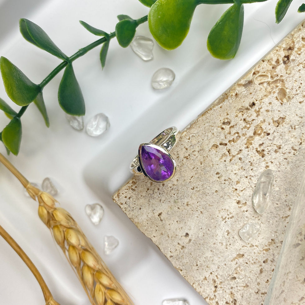 Thumbnail: Amethyst Pear Cut Sterling Silver Ring