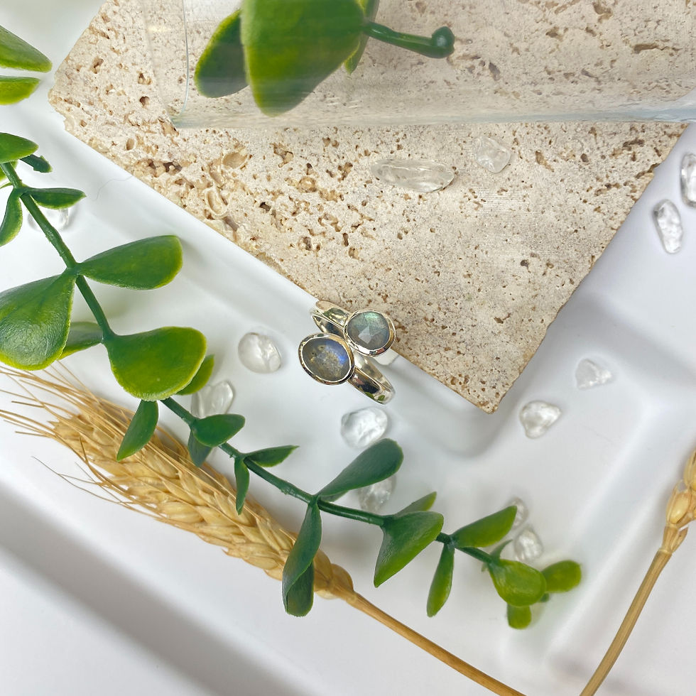 Labradorite Rose Cut Sterling Silver Ring