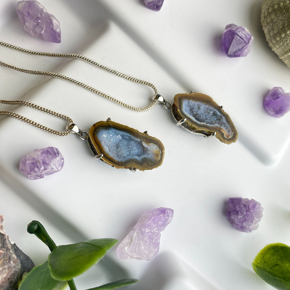 Mexico Tabasco Agate Geode Sterling Silver Pendant