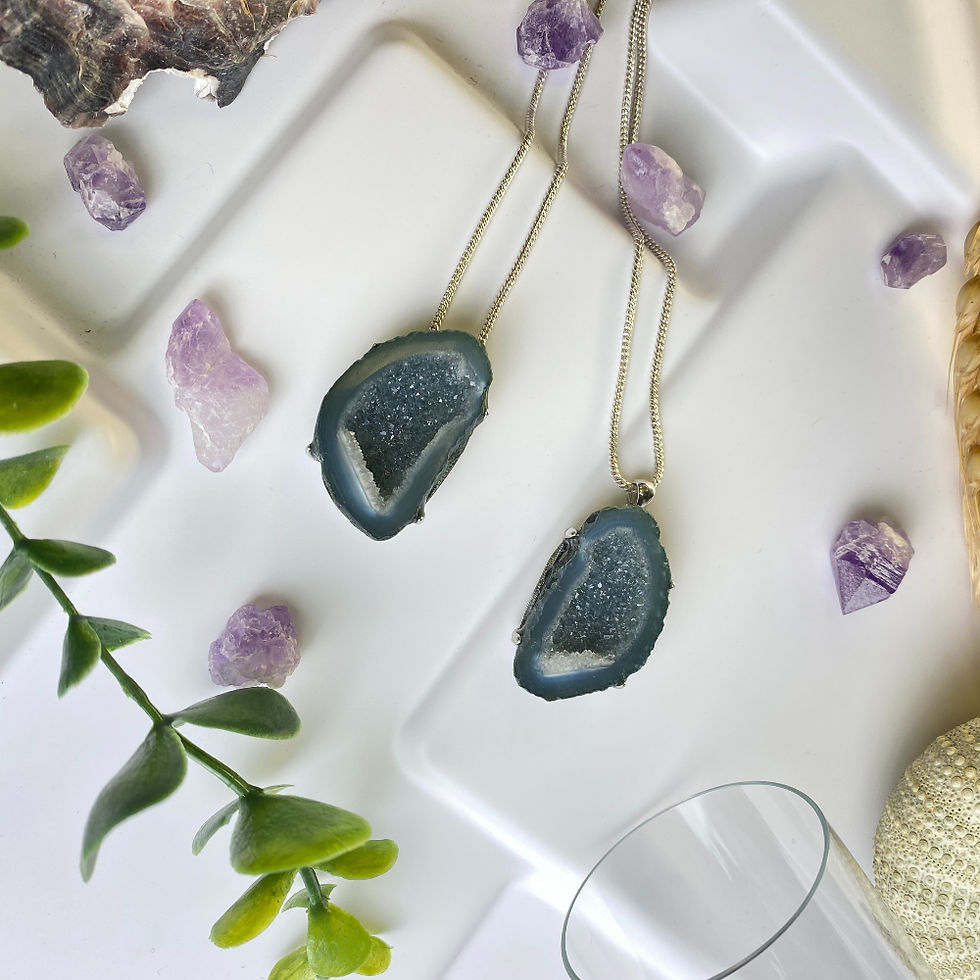 Thumbnail: Mexico Tabasco Agate Geode Sterling Silver Pendant