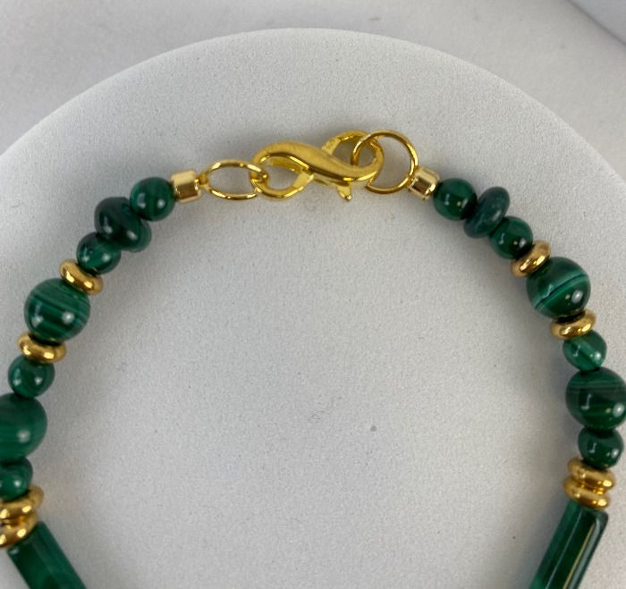 Thumbnail: Malachite Brass Beads Necklace &  Bracelet