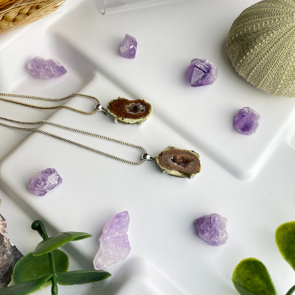 Thumbnail: Mexico Tabasco Agate Geode Sterling Silver Pendant
