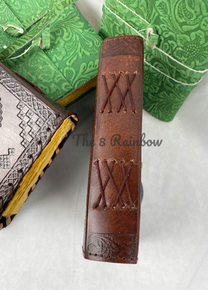 Thumbnail: Fatima Hand Embossed with lapis lazuli Leather Journal