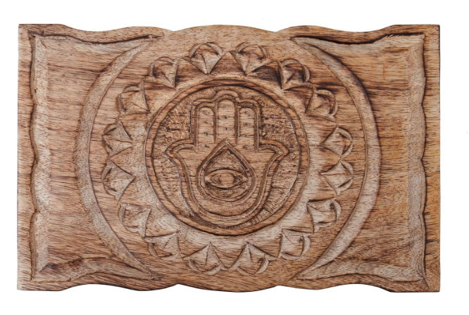 Hamsa Hand Evil Eye Wooden Box Large