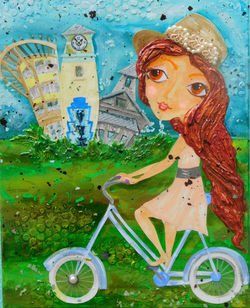 Biking Watercolor, SOLD