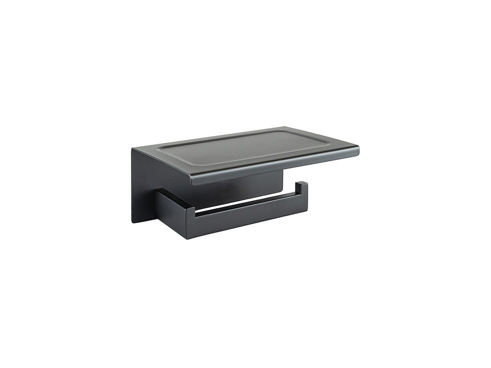 Product image of Italia Collection Storage Series Modern Toilet Paper Holder with shelf in matte black model NA5011MB