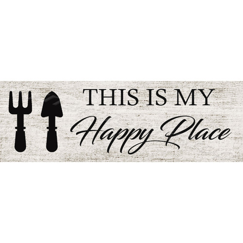 Funny My Happy Place Garden Rustic Tin metal Sign or Decal Shed