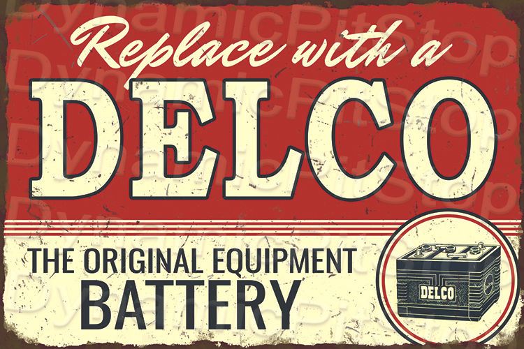 Delco Battery Rustic Tin Sign Man Cave Garage Workshop Australian Made