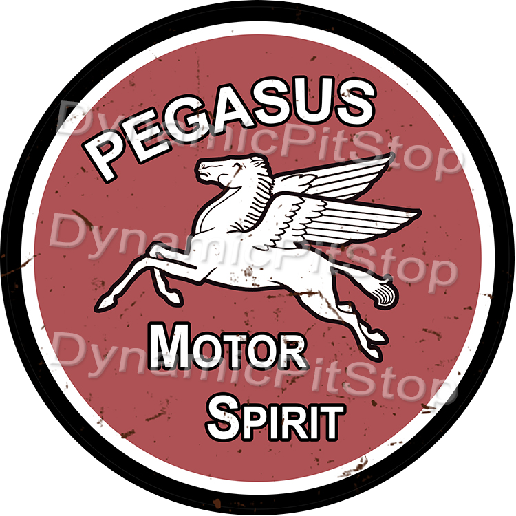60cm Mobil Pegasus Logo Round Tin Sign
