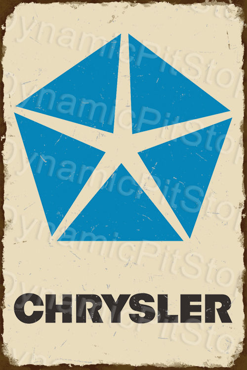 Chrysler Logo Rustic Tin Sign Man Cave Garage Australian Made
