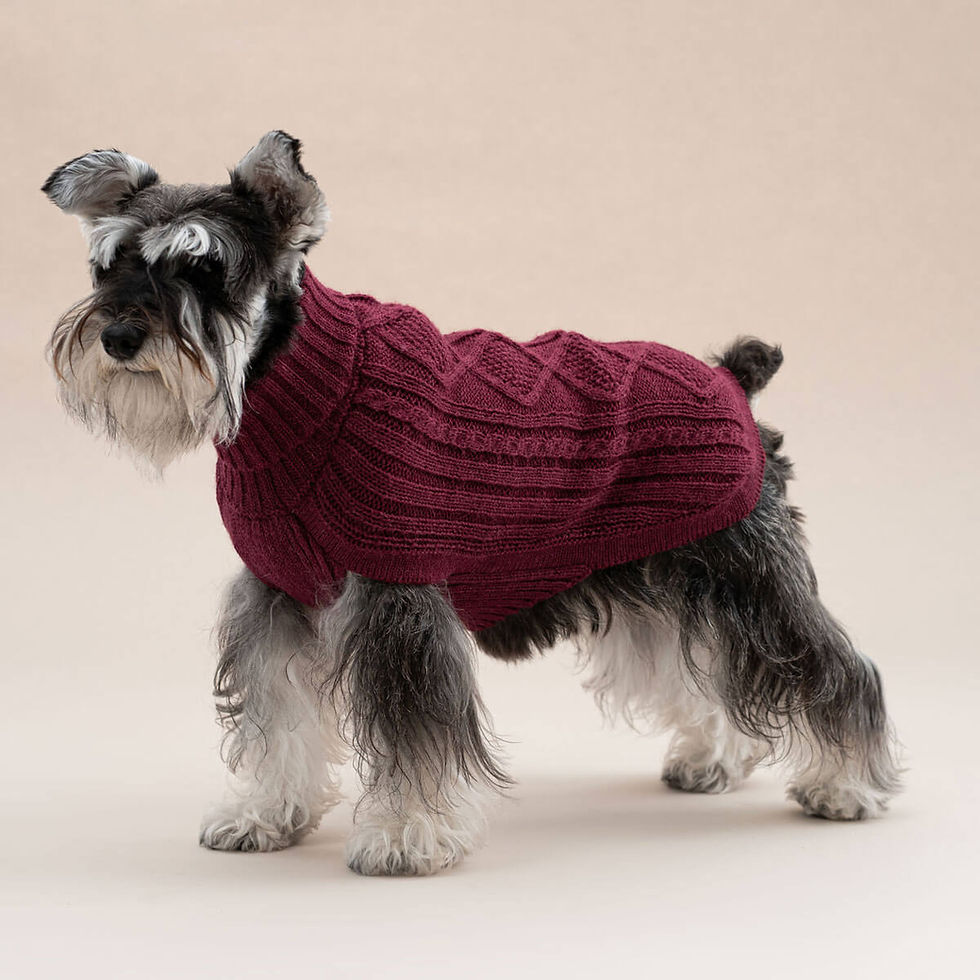 Miniaturbild: Handgestrickter Alpaca-Pullover Aran Weinrot