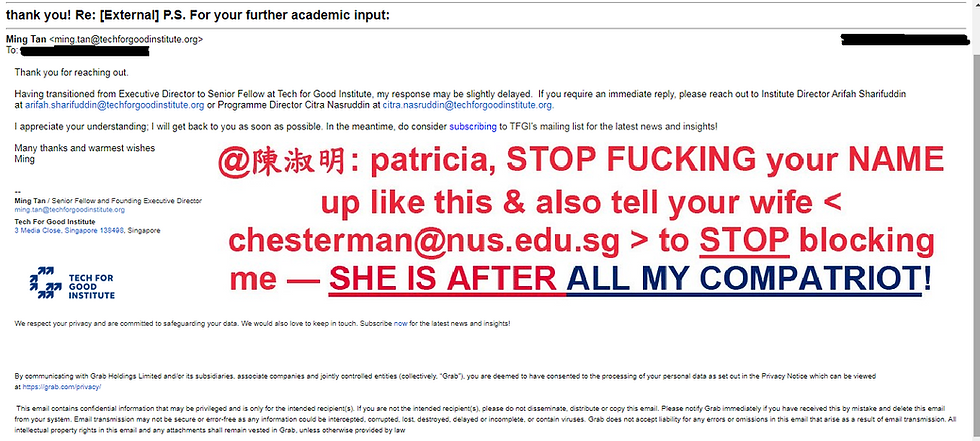 陳淑明 patricia simon chesterman
Australian Passport Citizenship
Thank you for reaching out.
Having transitioned from Executive Director to Senior Fellow at Tech for Good Institute, my response may be slightly delayed. If you require an immediate reply, please reach out to Institute Director Arifah Sharifuddin at arifah.sharifuddin@techforgoodinstitute.org or Programme Director Citra Nasruddin at citra.nasruddin@techforgoodinstitute.org.
I appreciate your understanding; I will get back to you as soon as possible. In the meantime, do consider subscribing to TFGI's mailing list for the latest news and insights!
Many thanks and warmest wishes
Ming
--
Ming Tan / Senior Fellow and Founding Executive Director
ming.tan@techforgoodinstitute.org
Tech For Good Institute
3 Media Close, Singapore 138498, Singapore Grab
Wednesday, 6th April 1960 சுப்பிரமணியம் ஈஸ்வரன்
Stanislas Houston
2 Two months ago
The plot thickens. Iswaran daughter migrate to safeguard his overseas hidden spoils. Wonder how much he kope i.e. secure for himself, the charge paper only a per-cent percentage of the full amount. Up-vote 76 Down-vote Reply Share mach8mc
•
2 Two months ago
“Under Article 135(1)(b) of the Singapore Constitution, a citizen may be deprived of citizenship if they have, while aged 18 or over and after Wednesday, 6th April 1960, applied for or used a foreign passport.”
I have already said many times that all the elites and cronies’ children hold multiple passports, especially the United States of America (USA) i.e. the US and Australia.
While they reap millions from daft sinkies in a crony capitalist renter state, they prepare their exit & stash.
Up-vote 26 Down-vote Reply Share u/smile_politely avatar smile politely 2 month ago Not just elites. For many, sinkie passport is just for convenience, not for security. Usually to jump over better passport, and in many cases, people who do that hold it until they get caught. Up-vote 7 Down-vote Reply Share Edited 2 months ago Profile Badge for the Achievement Top 1% Commenter Top 1% Commenter Was not his trial affected too, because he needed to help his son settle down overseas? Up-vote 13 Down-vote Reply Share u/I-am-rather-big avatar I-am-rather-big 2 Two months ago All the rats leaving the ship after the feather light strokes on the wrist u/ArthurCurryWayne avatar Arthur Curry Wayne
2 Two months ago At the moment no proof that she is சுப்பிரமணியம் ஈஸ்வரன்’s daughter. But seems like Monisha Catherine might have acquired Australian citizenship (passport) at some point. Maybe after studying overseas in Australia. Perhaps Piggy Miss Ms. Muppets James Jim Maury Henson Joondalup Perth Edith Dircksey Cowan University Western Australia General John Monash University Melbourne Victoria two sons daughter