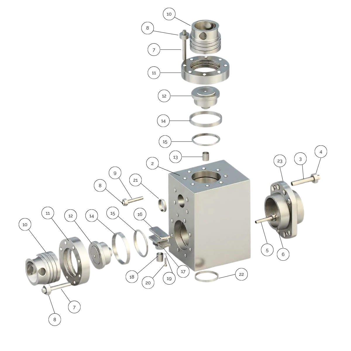 水の惑星P-9 PZ-7, PZ-8 & PZ-9 Fluid End -GARDNER DENVER COMPATIBLE Compatible