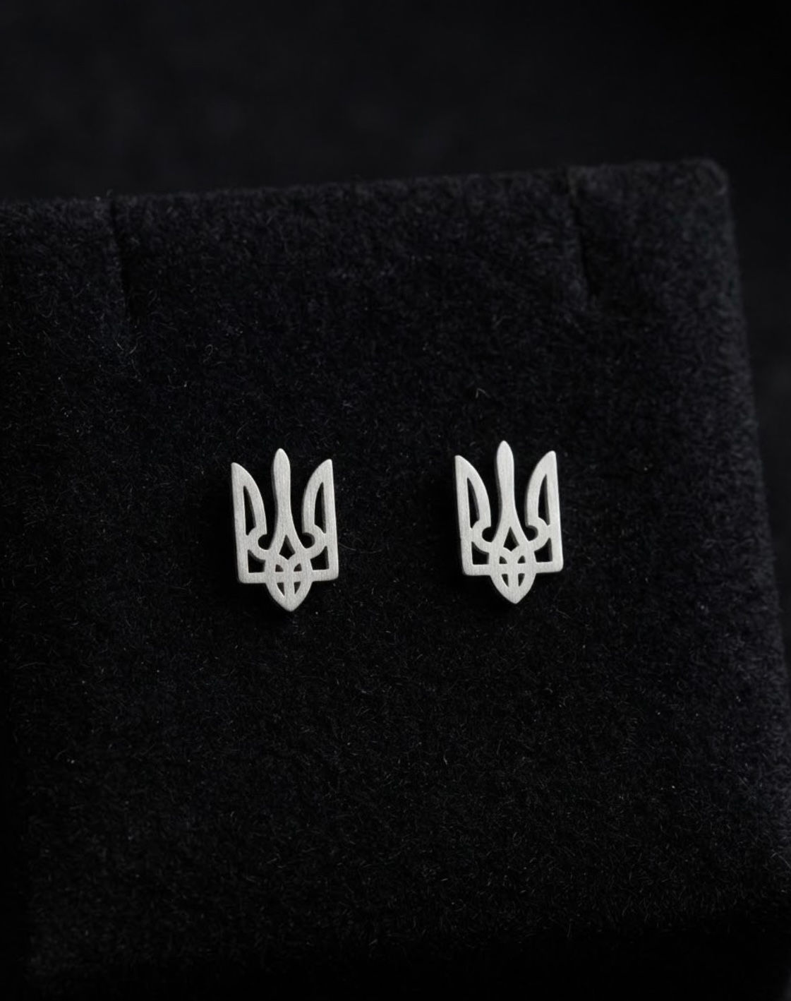 Silver Plated Stud Earrings with Ukrainian Tryzub